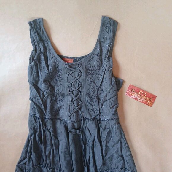 Scully Ladies Lace-Up Front Gunmetal Gray Large Sleeveless Midi Dress HC118-GUN - Picture 3 of 12